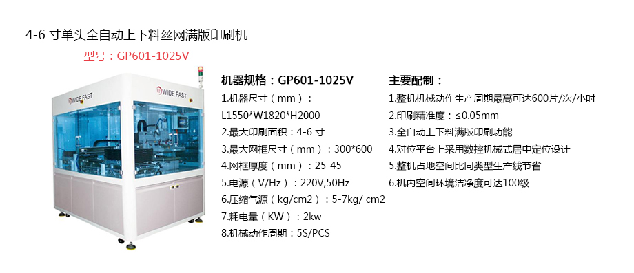 4-6寸單頭全自動上下料絲網滿版印刷機