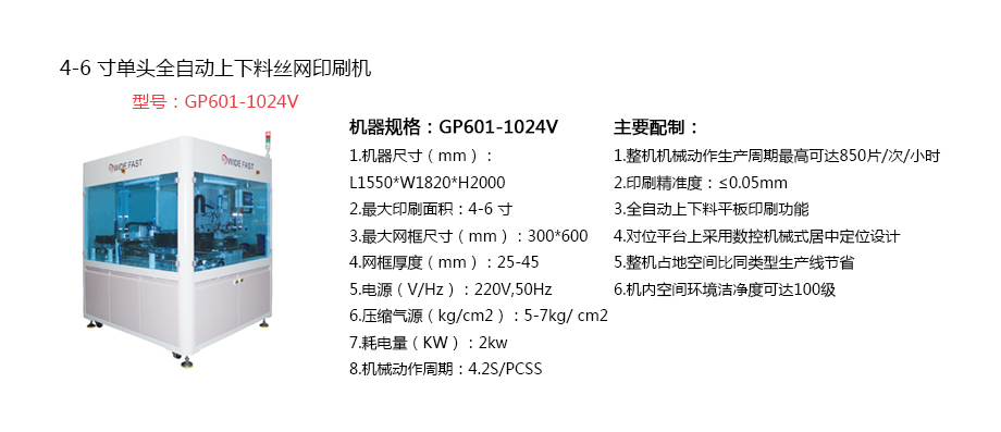 4-6寸單頭全自動上下料絲網印刷機